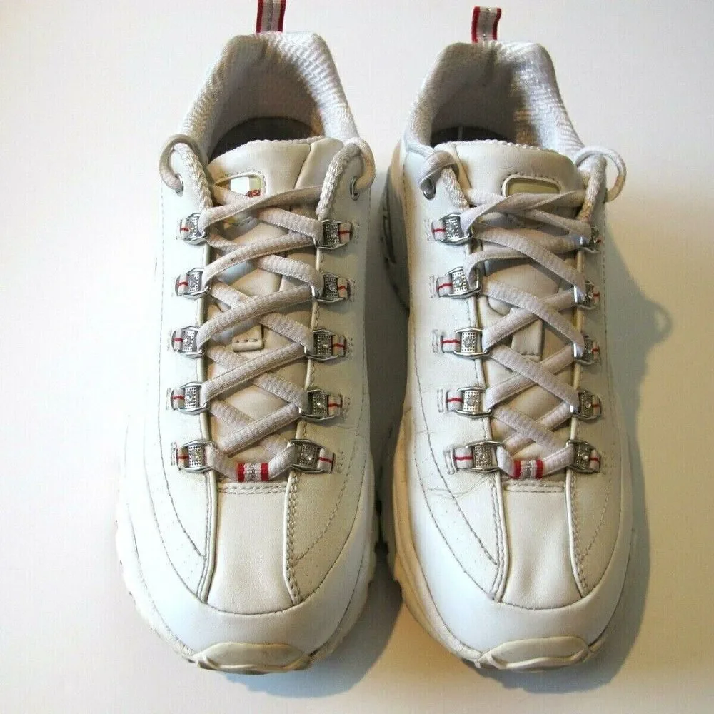 Women's‎ Size 9.5 Skechers Premium White Low Cut Training Shoes - EUC